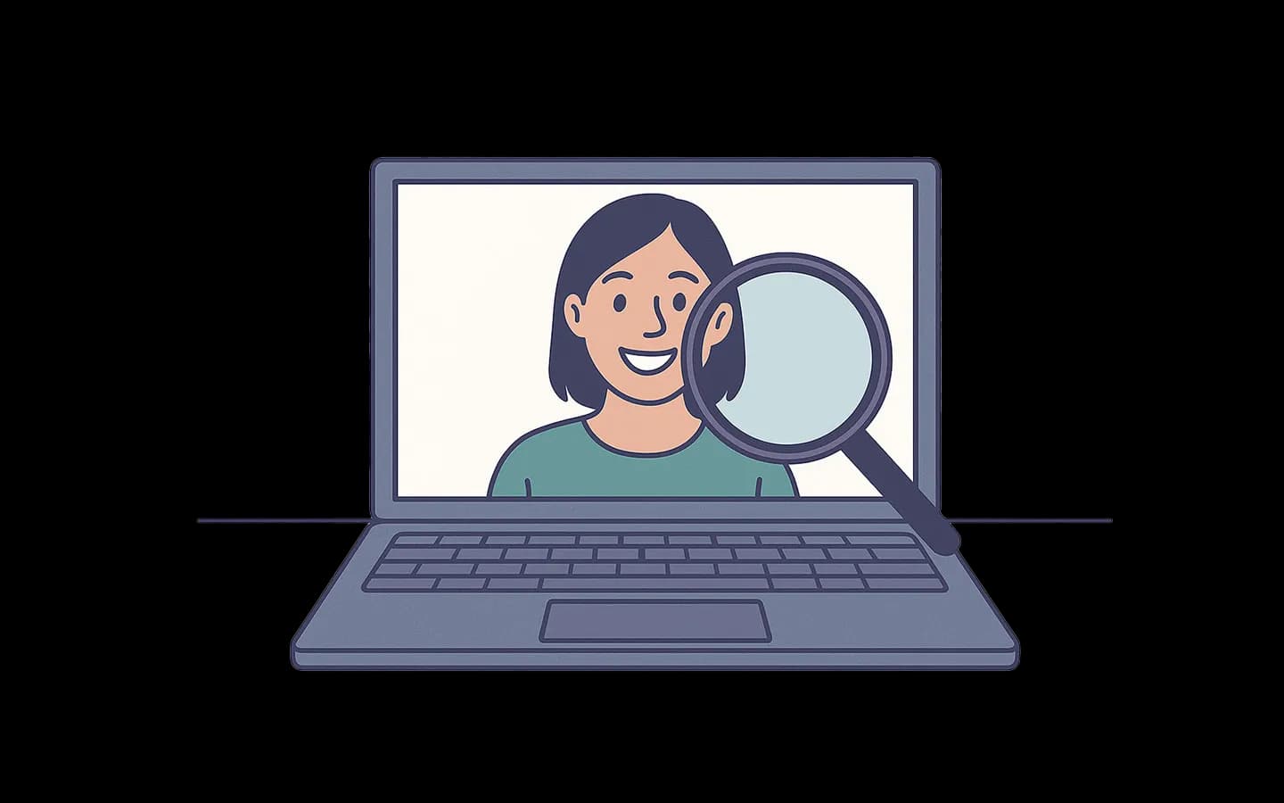 Illustration einer Person am Laptop